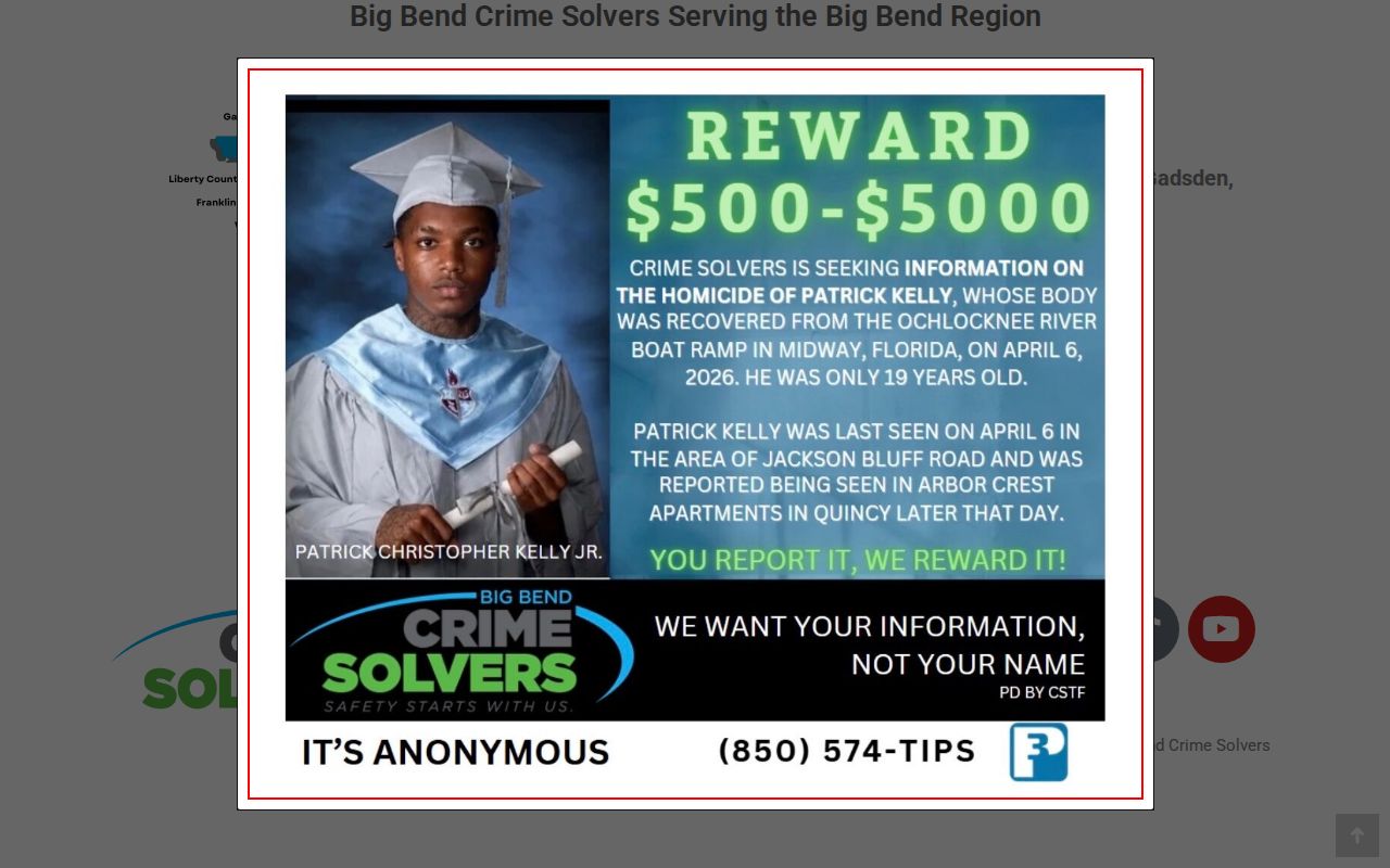 Big Bend Crime Solvers wanted and tip interface serving Jefferson County
